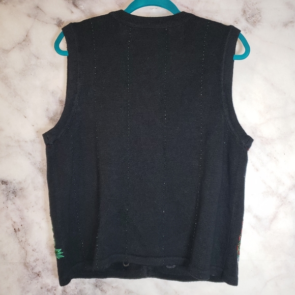 Ugly Christmas grandma beaded sweater vest sz M - Picture 8 of 11